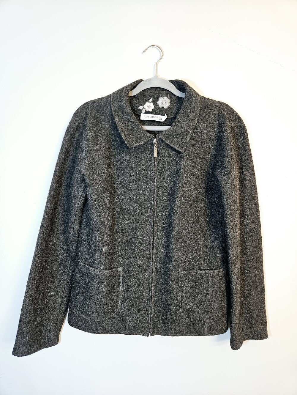 Rino Rossi 100% Wool Zip Up Jacket Size S Grey EUC